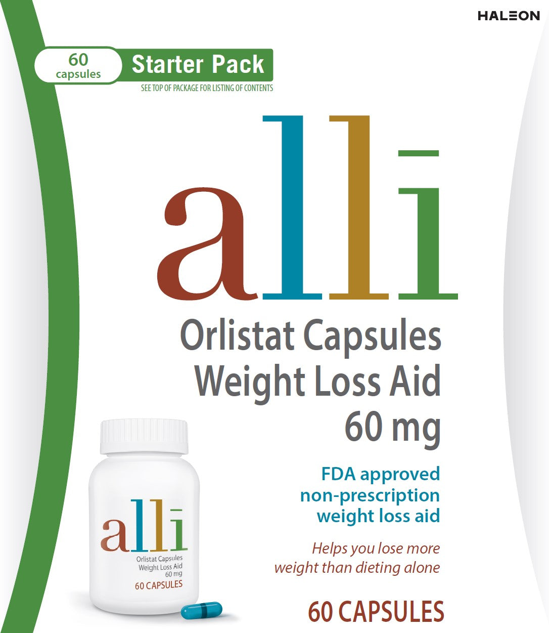 alli Orlistat 60 mg 60 capsules Starter Pack official package image